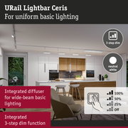 URail Lightbar Ceris white ceiling light with integrated diffuser and 3-step dim function for basic lighting