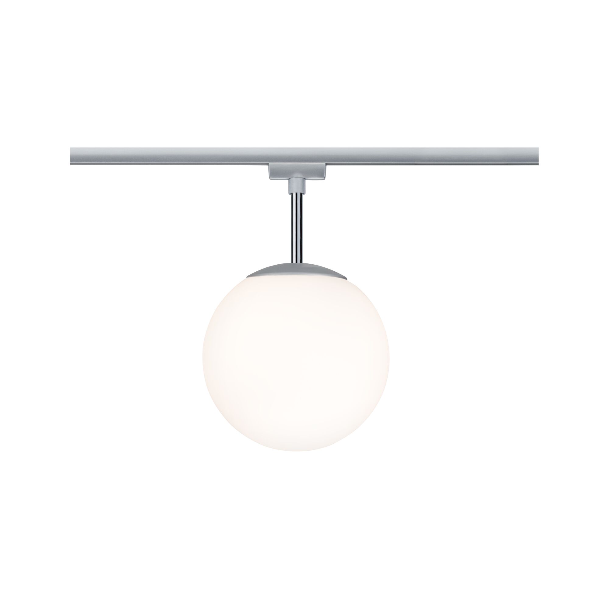 URail Rail spot Globe Individual Spot E14 max. 10W dimmable 230V Chrome matt/Opal Modern white globe glass light with silver metal holder on track system for home lighting