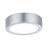 Plafonnier LED rond en aluminium argenté avec diffuseur blanc pour éclairage intérieur moderne