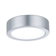 Plafonnier LED rond en aluminium argenté avec diffuseur blanc pour éclairage intérieur moderne