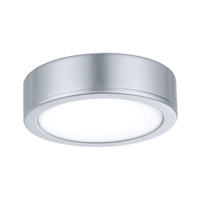 Plafonnier LED rond en aluminium argenté avec diffuseur blanc pour éclairage intérieur moderne