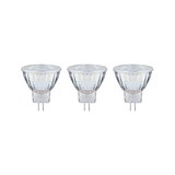 Three clear LED reflector bulbs with GU5.3 base for energy-efficient lighting solutions