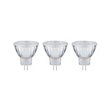 Drie transparante LED-reflectorlampen met GU5.3 fitting voor energiezuinige verlichting