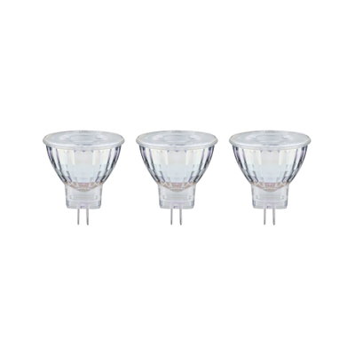 Drie transparante LED-reflectorlampen met GU5.3 fitting voor energiezuinige verlichting