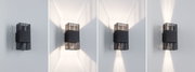 Moderner schwarzer Metall-Wandleuchter mit Gitterdesign und warmweißem Licht für stilvolle Innenbeleuchtung