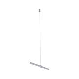 Modern silver metal LED pendant light with slim design for living spaces and offices