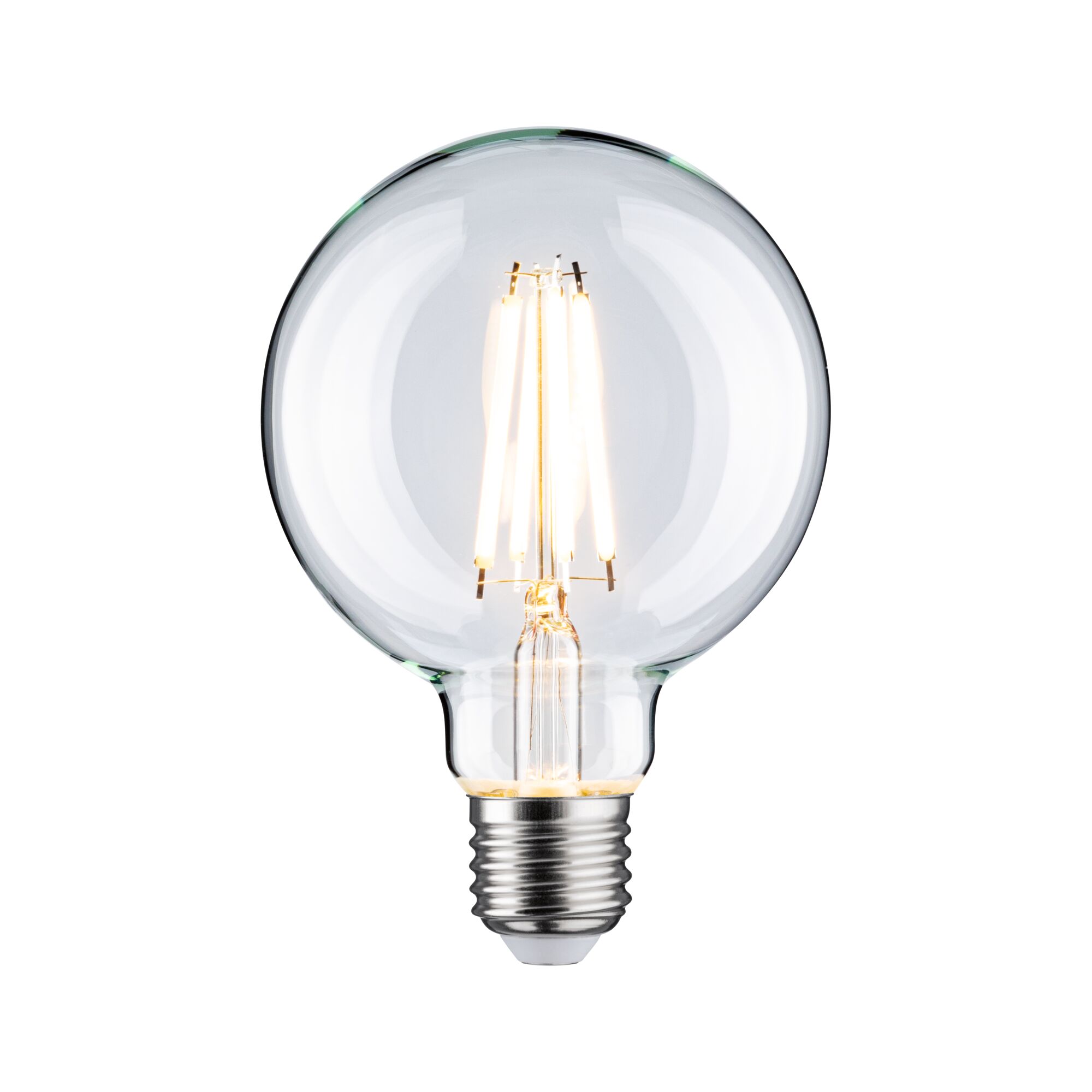 Clear LED filament bulb with E27 base for energy-efficient lighting and vintage style