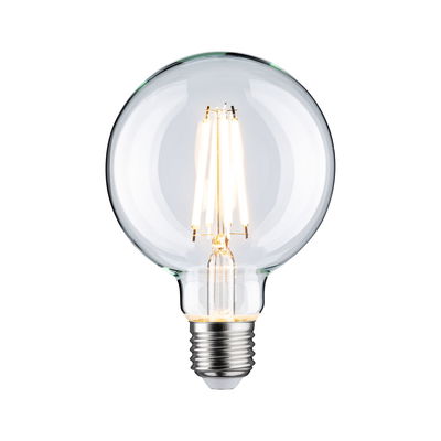 Clear LED filament bulb with E27 base for energy-efficient lighting and vintage style