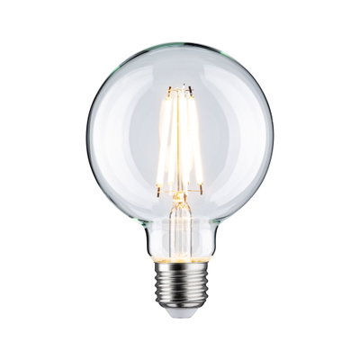 Klarer LED-Glühbirne mit sichtbaren Filamenten und E27-Fassung für energiesparende Beleuchtung