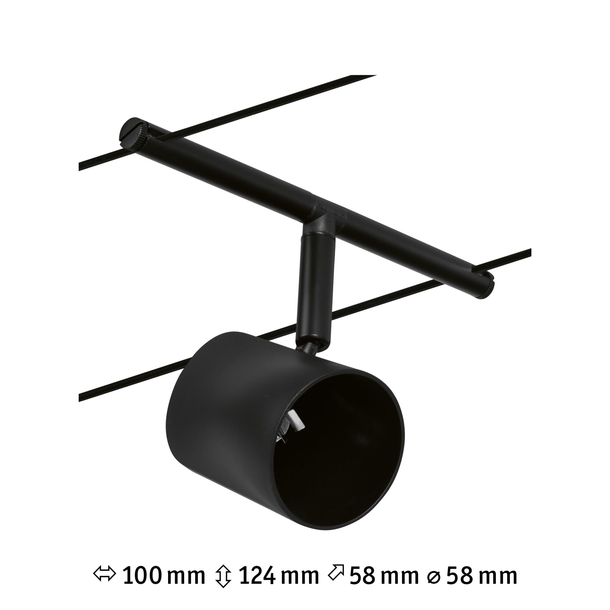 Black metal LED spotlight for track lighting system with adjustable lamp head