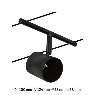 Black metal LED spotlight for track lighting system with adjustable lamp head