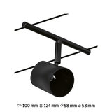 Schwarzer LED-Strahler aus Metall für Stromschienensystem mit verstellbarem Leuchtenkopf