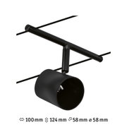 Black metal LED spotlight for track lighting system with adjustable lamp head