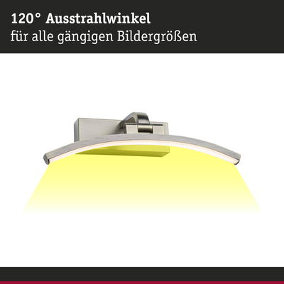 Gebogene LED-Wandleuchte aus gebürstetem Metall mit 120° Ausstrahlwinkel und warmweißem Licht
