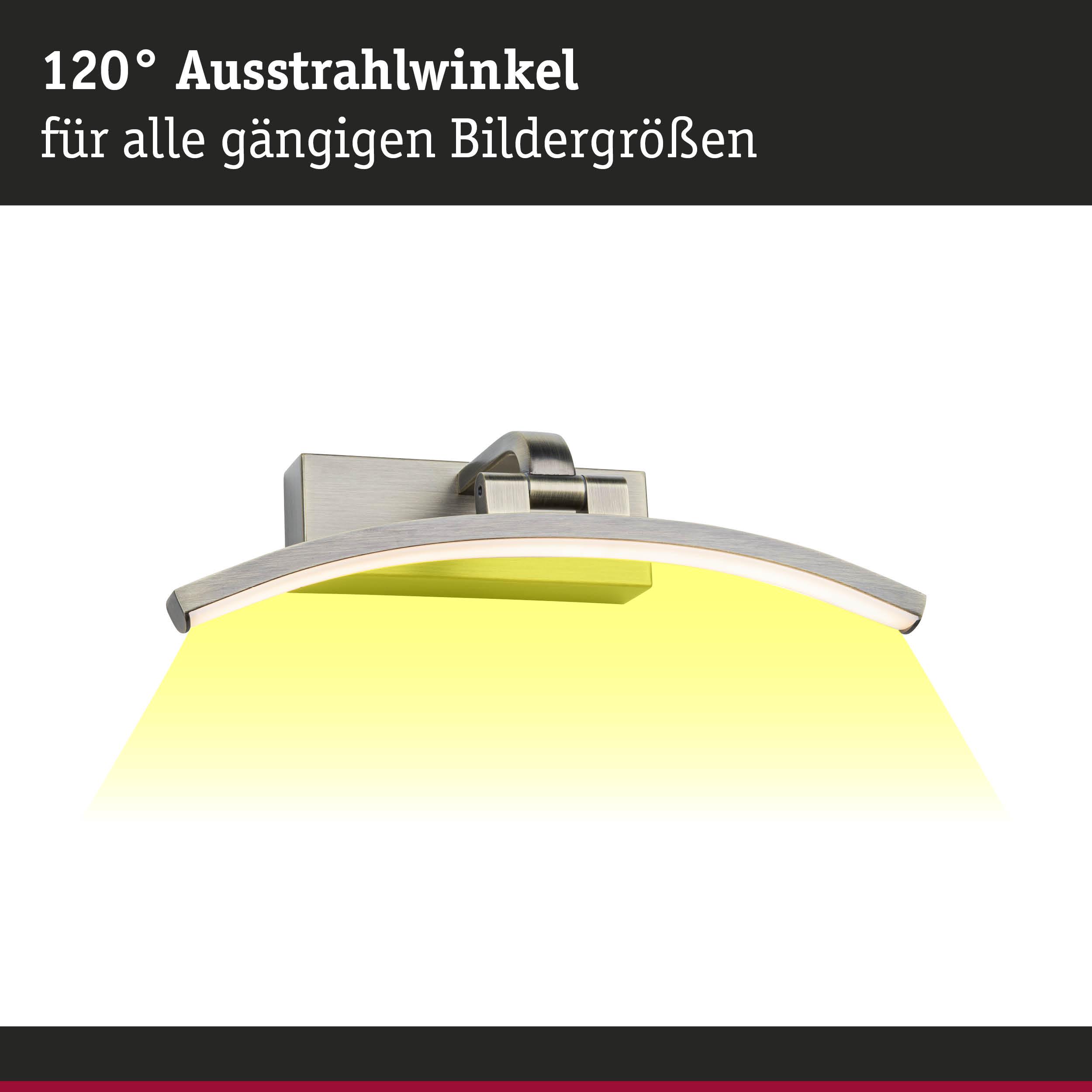 Gebogene LED-Wandleuchte aus gebürstetem Metall mit 120° Ausstrahlwinkel und warmweißem Licht