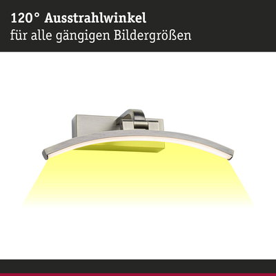 Gebogene LED-Wandleuchte aus gebürstetem Metall mit 120° Ausstrahlwinkel und warmweißem Licht