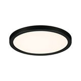 Round LED ceiling light with black metal frame and white diffuser for modern home lighting