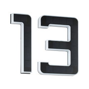 White LED house number 15 with black solar panels for energy-saving outdoor lighting