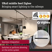 URail Middle Feed Zigbee smart lighting system with seamless integration and Alexa control in modern dining room