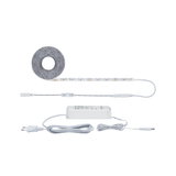 White LED strip light with power supply and dimmer, flexible indoor lighting solution