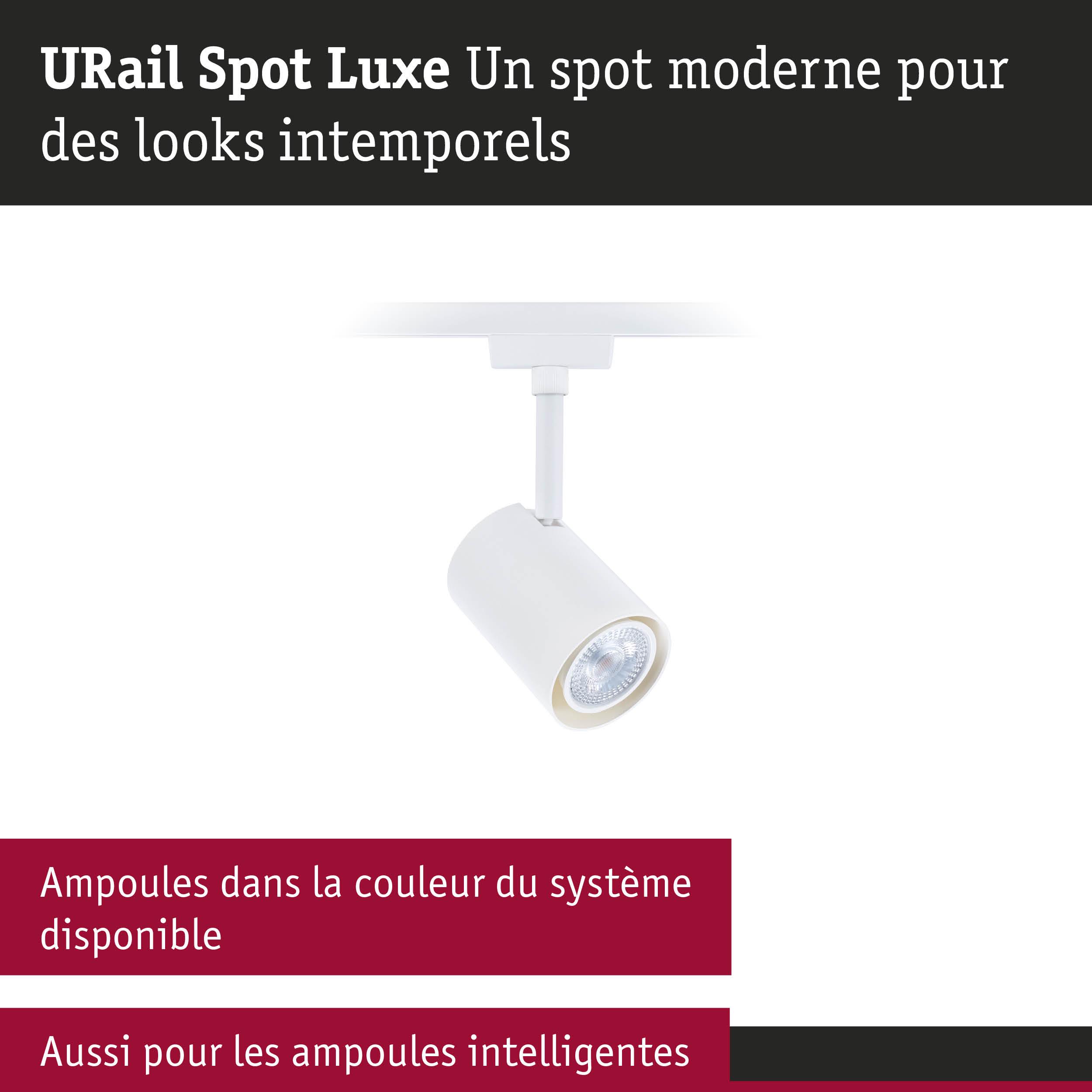 Spot URail Spot Luxe blanc moderne pour système rail avec ampoules intelligentes compatibles