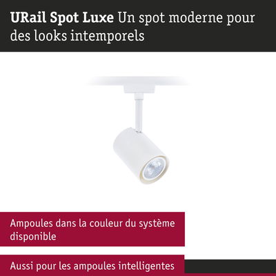 Spot URail Spot Luxe blanc moderne pour système rail avec ampoules intelligentes compatibles