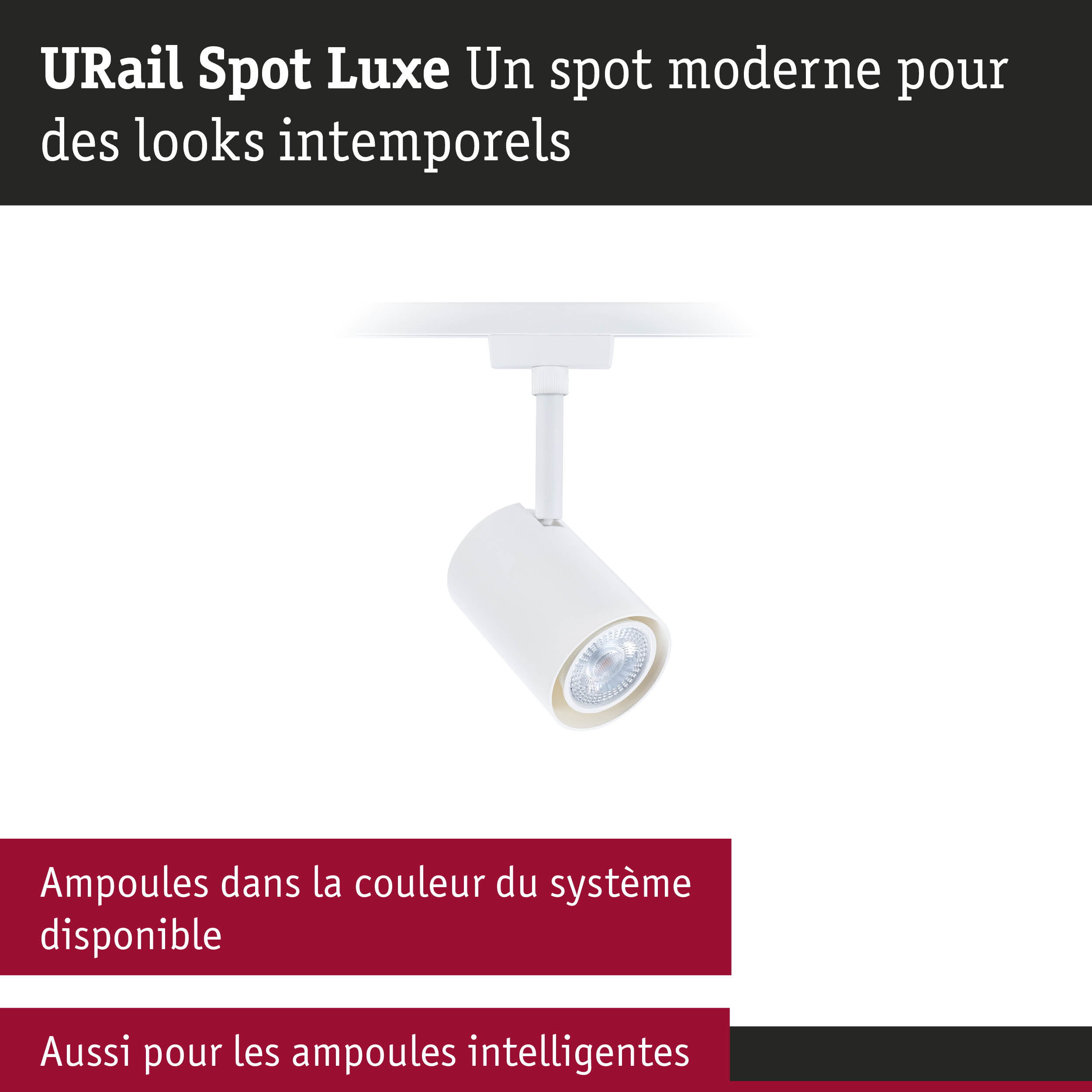 Spot moderne URail Spot Luxe blanc en métal pour un éclairage LED intemporel