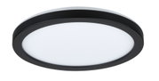 Round LED ceiling light with black metal frame and white diffuser for modern room lighting