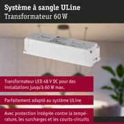 Transformateur LED blanc 60W pour système ULine avec protection intégrée contre surchauffe et courts-circuits