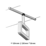 Moderne vierkante LED-kabelspot in zilverkleurig aluminium voor flexibele verlichtingssystemen