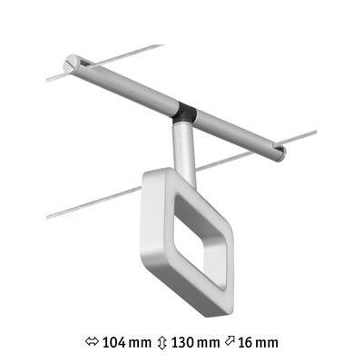 Moderne vierkante LED-kabelspot in zilverkleurig aluminium voor flexibele verlichtingssystemen