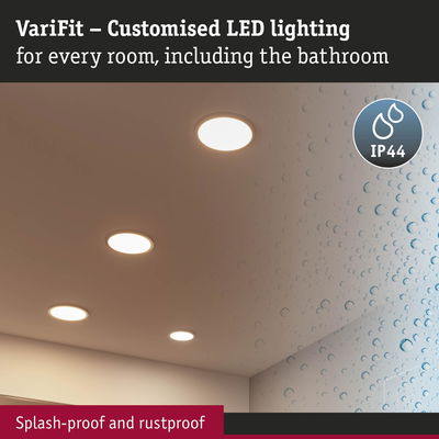 VariFit IP44 LED recessed lights, splash-proof and rustproof, ideal for bathroom and room lighting