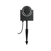 Boîtier de projecteur extérieur noir avec lames et piquet de terre, matériau robuste pour éclairage de jardin