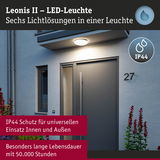 Leonis II LED-Leuchte in Weiß mit IP44 Schutz für Innen- und Außenbereich, langlebige Außenwandleuchte