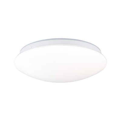 Round white LED ceiling light made of plastic for modern room lighting and energy-saving illumination