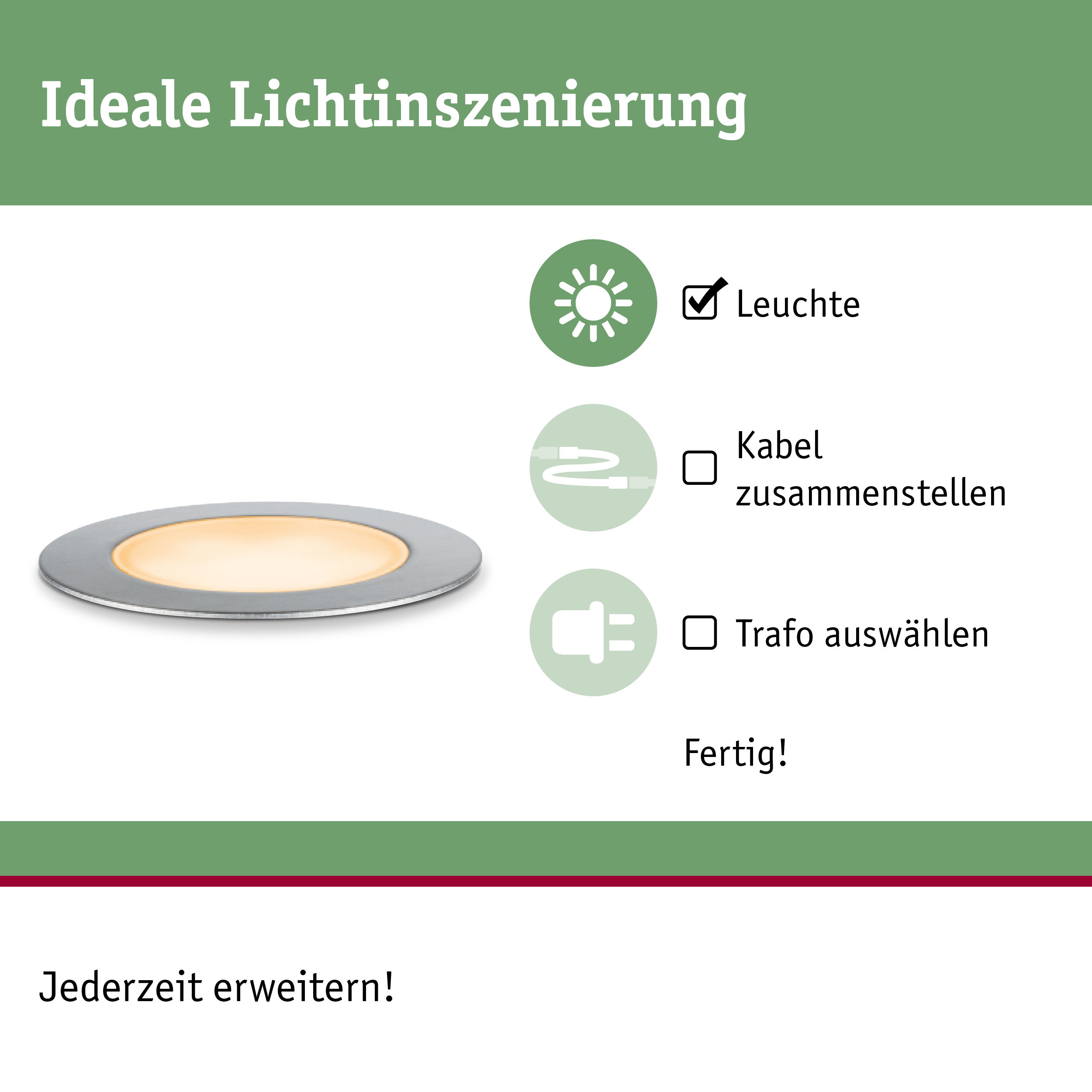Rundes LED-Einbauleuchte mit silbernem Metallrahmen und warmweißem Licht für moderne Raumbeleuchtung