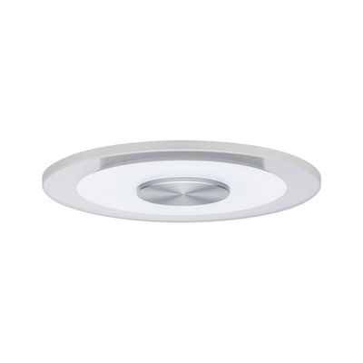 Ronde LED-plafondlamp van wit acryl met geborsteld aluminium middenstuk voor moderne verlichting