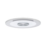 Round LED ceiling light with white acrylic and brushed aluminum center for modern room lighting