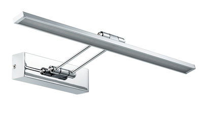 Modern LED picture light in chrome metal silver finish for wall mounting