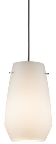 Modern pendant light with white glass and grey fabric cable for stylish room lighting