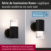 Applique murale moderne Kame en noir mat en métal et verre acrylique pour éclairage salle de bain