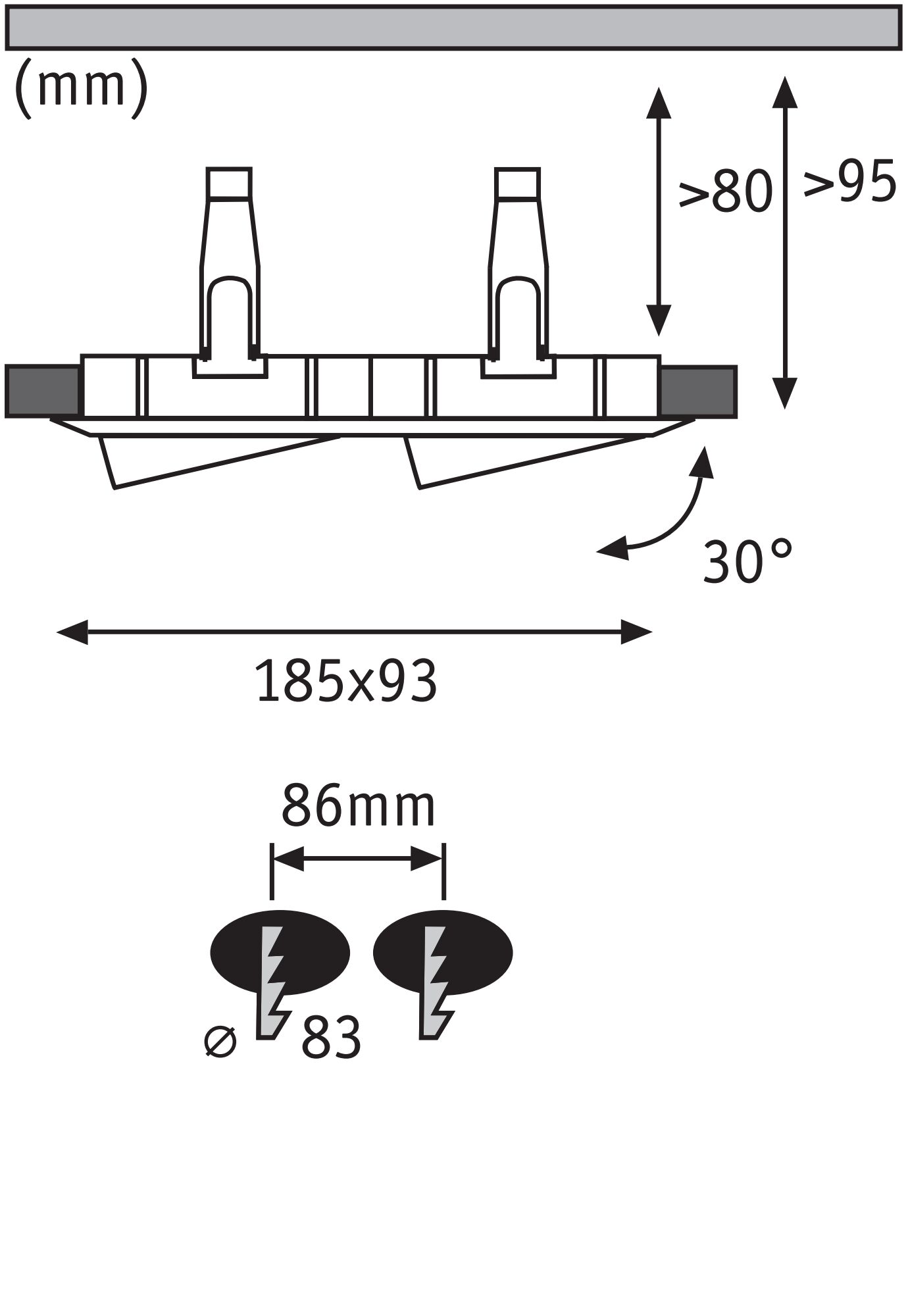 LED Einbauleuchte Nova Plus Einzelleuchte schwenkbar IP65 eckig 185x93mm 30° GU10 1x 2x6W 1x 2x470lm 230V dimmbar 4000K Weiß matt/Chrom