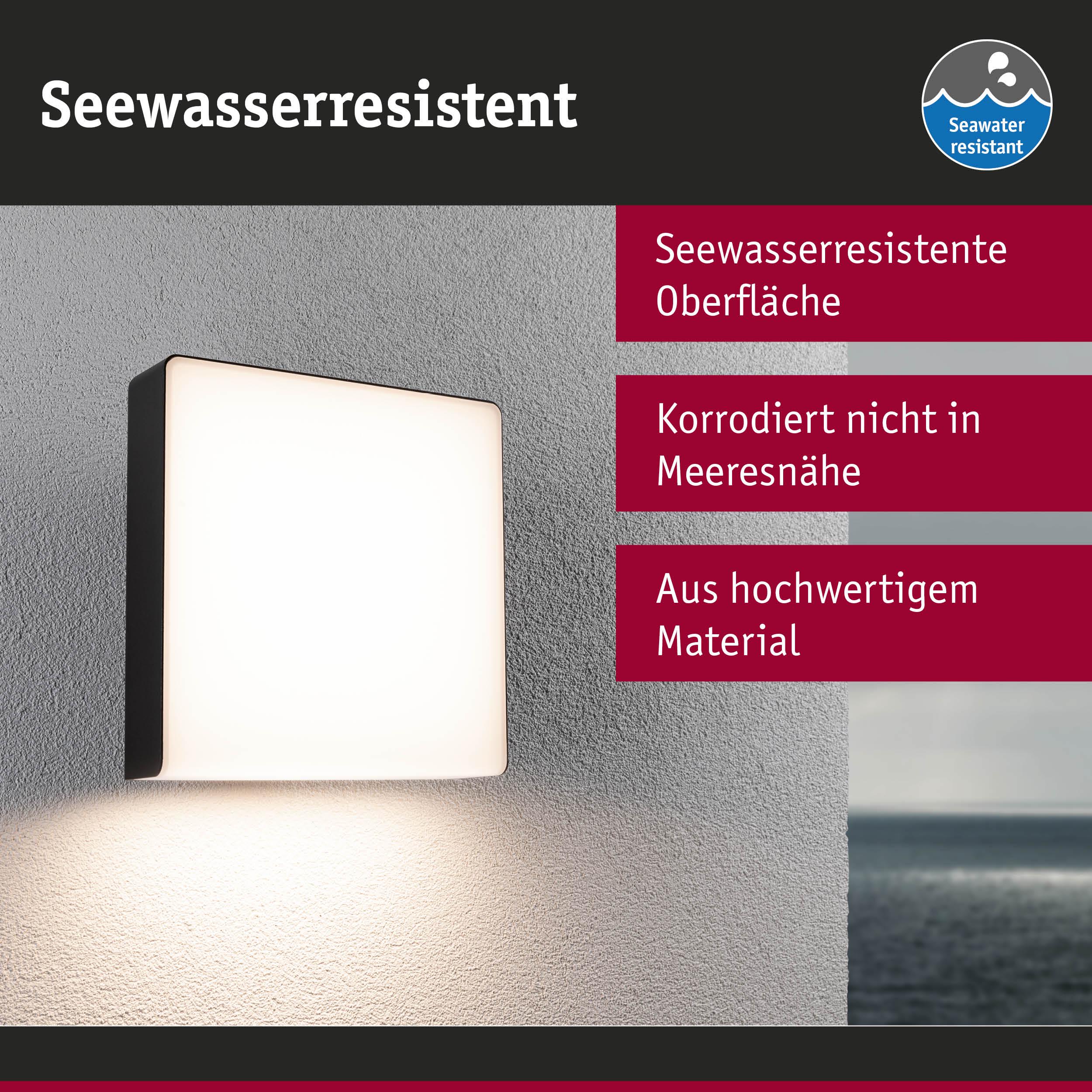 Quadratische Außenwandleuchte mit seewasserresistenter Oberfläche aus hochwertigem Material