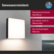 Seewasserresistente Wandlampe mit schwarzem Rahmen und weißem Licht für Außenbereiche am Meer