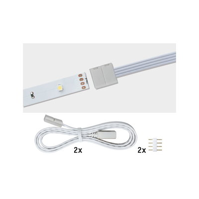 Witte LED-strip verbindingskabel met stekkers en 4-pins connector voor lichtinstallaties