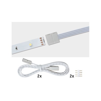Hvid LED-strip forbindelseskabel med stik og 4-polet connector til belysning