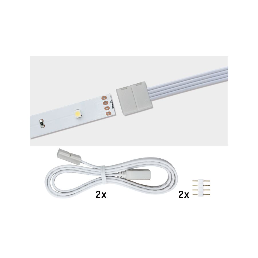 YourLED ECO Verbinder Clip 0,5m Weiß Weißes LED-Streifen-Verbindungskabel mit Steckern und 4-poligem Verbinder für Lichtinstallationen