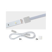White LED strip connector cable with plugs and 4-pin connector for lighting installations