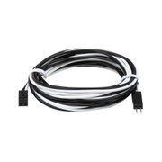 Black and white connection cable with two plugs for LED lighting systems and electrical setups.