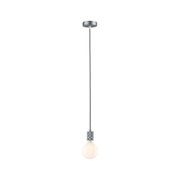 Moderne Pendelleuchte mit grauem Textilkabel und silbernem Metallfassung für LED-Glühbirne